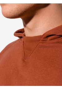Ombre Clothing - Bluza męska z kapturem - ceglasta B1085 - S. Typ kołnierza: kaptur. Kolor: czerwony. Materiał: bawełna, poliester