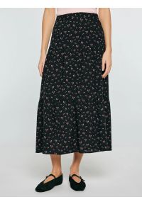 Big-Star - Spódnica damska midi z wiskozy z motywem kwiatowym czarna Vendi 906. Kolor: czarny. Materiał: wiskoza. Wzór: kwiaty. Styl: elegancki, klasyczny #4