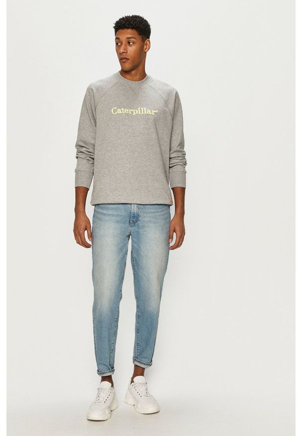 CATerpillar - Caterpillar - Bluza. Okazja: na co dzień. Kolor: szary. Długość rękawa: raglanowy rękaw. Wzór: aplikacja. Styl: casual