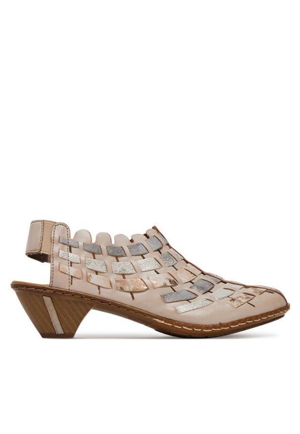 Rieker Półbuty 46778-64 Beżowy. Kolor: beżowy. Materiał: skóra