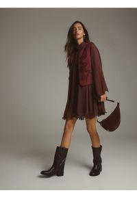 Reserved - Torebka z imitacji zamszu - ciemnobrązowy. Kolor: brązowy. Materiał: zamszowe #1
