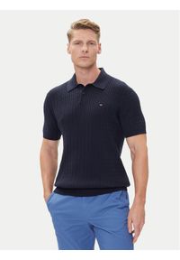 TOMMY HILFIGER - Tommy Hilfiger Polo MW0MW40701 Granatowy Regular Fit. Typ kołnierza: polo. Kolor: niebieski. Materiał: bawełna #1