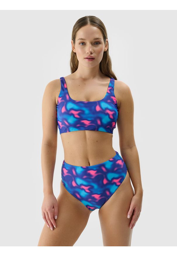 4f - 4F Dół od bikini damski - multikolor XS. Stan: podwyższony. Kolor: wielokolorowy. Materiał: materiał, włókno, syntetyk, elastan. Wzór: nadruk