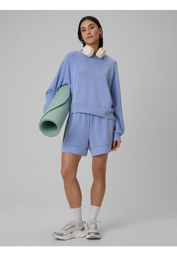 4f - 4F Spodenki dresowe z modalem damskie - granatowe S. Kolor: niebieski. Materiał: dresówka. Wzór: gładki