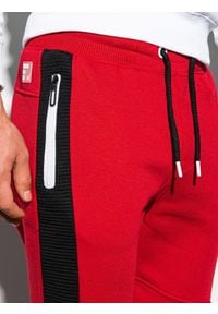 Ombre Clothing - Spodnie męskie dresowe joggery P903 - czerwone - XXL. Kolor: czerwony. Materiał: dresówka #4