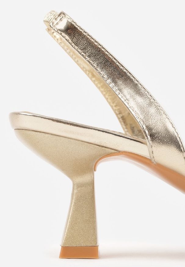 Renee - Złote Czółenka z Przezroczystą Cholewką Ozdobione Perełkami i Cyrkoniami Karenetia. Kolor: złoty. Szerokość cholewki: normalna. Wzór: aplikacja. Styl: elegancki