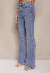 Renee - Niebieskie Jeansy o Kroju Flare High Waist Linsora. Okazja: na co dzień. Stan: podwyższony. Kolor: niebieski. Styl: casual, elegancki