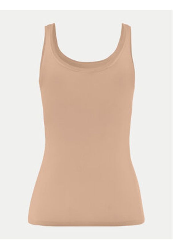Hanro Top Touch Feeling 71814 Beżowy Slim Fit. Kolor: beżowy. Materiał: syntetyk