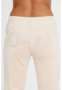 Juicy Couture - JUICY COUTURE Beżowe spodnie Tina Track Pants. Kolor: beżowy. Materiał: dresówka #7