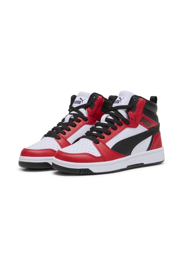 Puma - Buty Rebound V6 Mid Jr Rozmiar 36 - 393831-03 Biały. Kolor: biały, czerwony, wielokolorowy, czarny