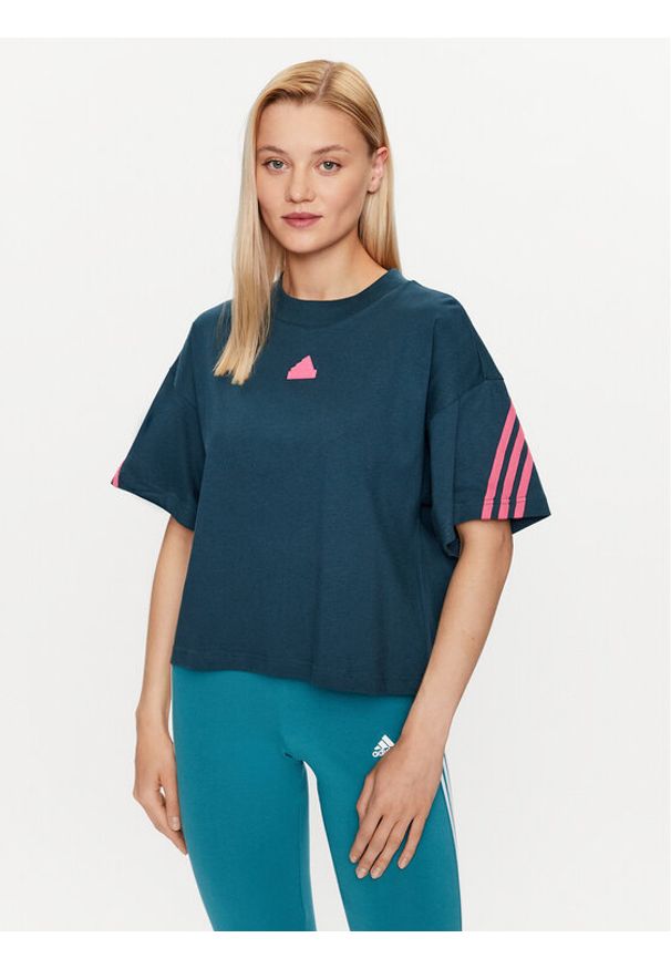 Adidas - adidas T-Shirt Future Icons 3-Stripes T-Shirt IL3063 Turkusowy Loose Fit. Kolor: turkusowy. Materiał: bawełna