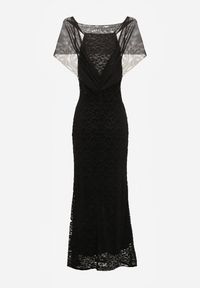 Renee - Czarna Sukienka o Asymetrycznym Kroju Ozdobiona Falbaną Owedia. Kolor: czarny. Materiał: poliester. Wzór: aplikacja. Typ sukienki: asymetryczne. Styl: elegancki #6