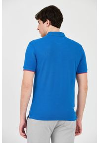La Martina - LA MARTINA Niebieskie męskie polo z dużym logo, Rozmiar M. Typ kołnierza: polo. Kolor: niebieski #4