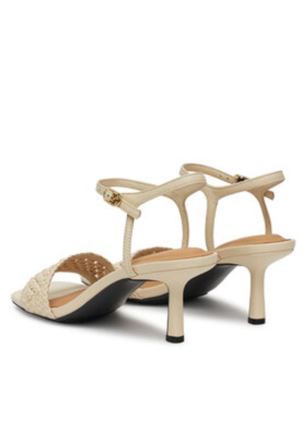 TOMMY HILFIGER - Tommy Hilfiger Sandały Crochet Lthr Kitten Sandal FW0FW08587 Beżowy. Kolor: beżowy. Materiał: skóra