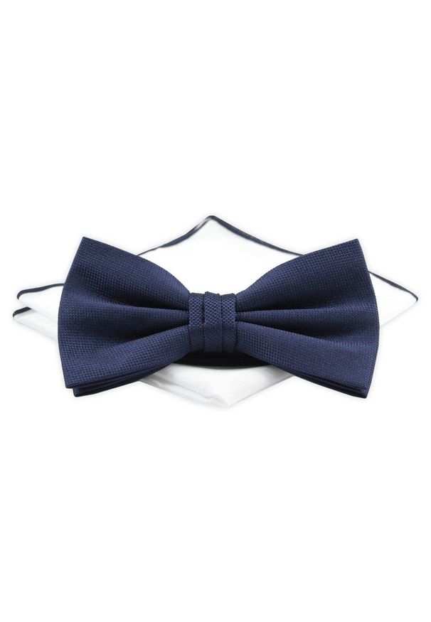 Mucha z Poszetką Chattier ZESTAW - Granatowa, Bez Wzoru. Kolor: niebieski. Materiał: poliester. Styl: sportowy, elegancki