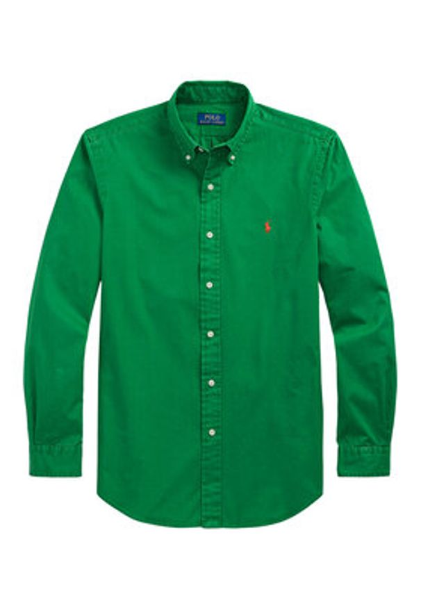 Polo Ralph Lauren Koszula 710937993013 Zielony Custom Fit. Typ kołnierza: polo. Kolor: zielony. Materiał: bawełna