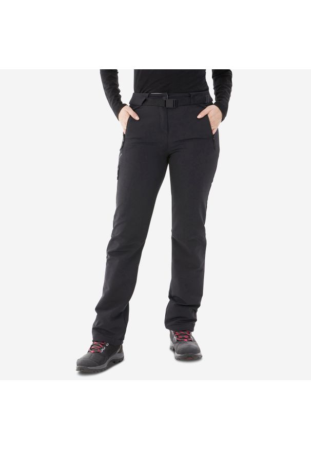 quechua - Spodnie turystyczne damskie Quechua SH500 mountain. Kolor: czarny. Materiał: poliester, materiał, elastan. Sezon: zima. Sport: turystyka piesza