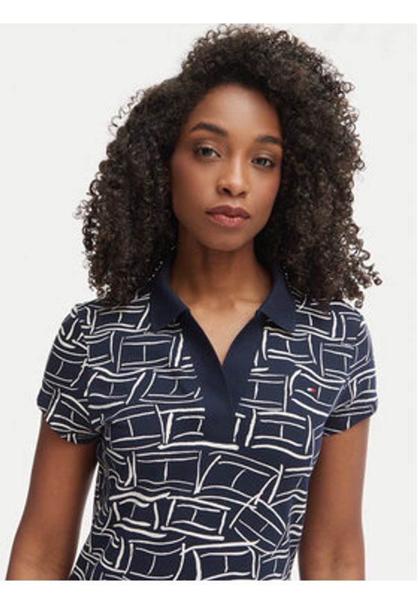 TOMMY HILFIGER - Tommy Hilfiger Sukienka codzienna 1985 Pique WW0WW49719 Granatowy Regular Fit. Okazja: na co dzień. Kolor: niebieski. Materiał: bawełna. Typ sukienki: proste. Styl: casual