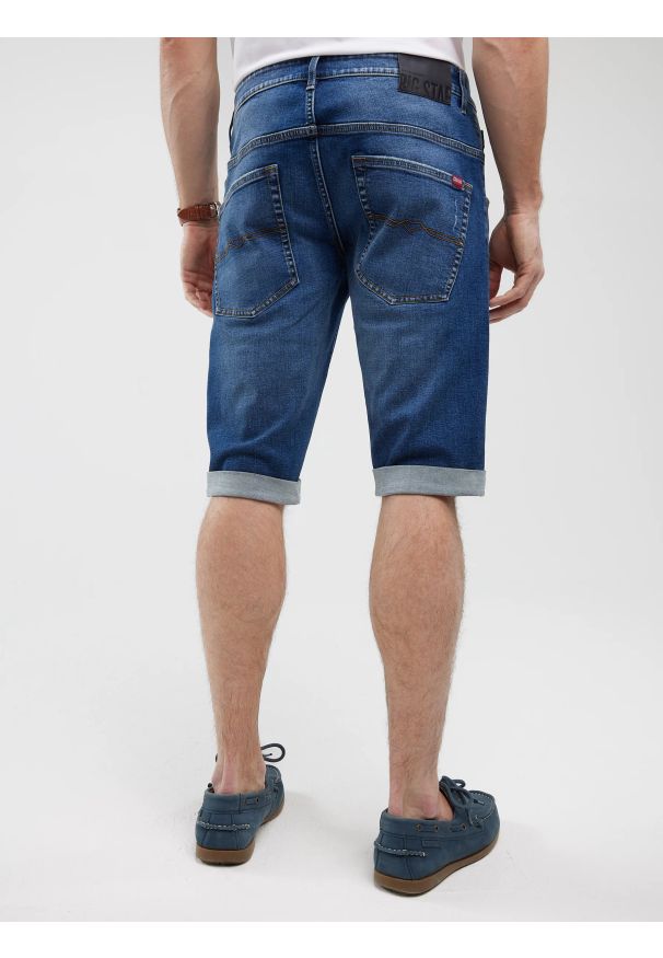 Big-Star - Szorty męskie jeansowe z przetarciami granatowe Conner 407. Okazja: na co dzień. Kolor: niebieski. Materiał: jeans. Sezon: lato. Styl: casual, retro, klasyczny