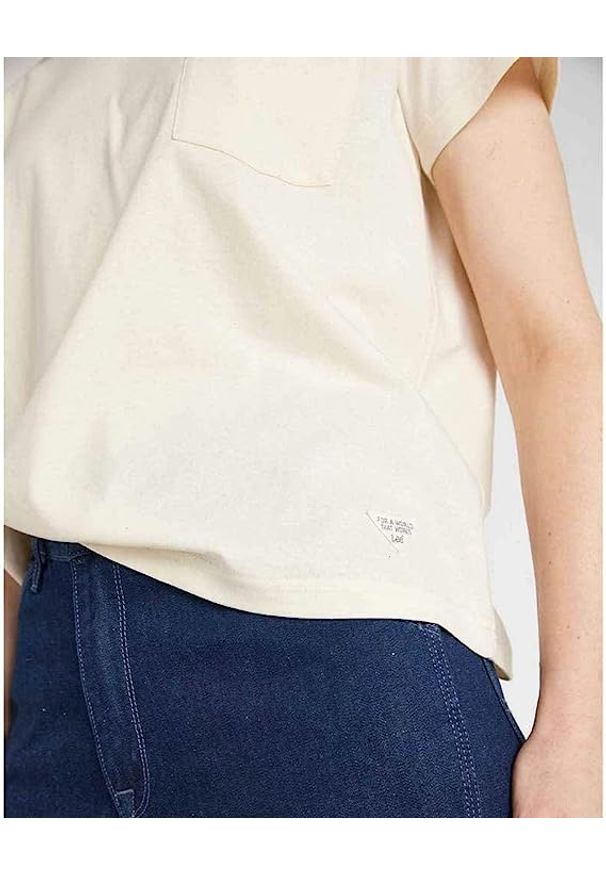Lee - LEE SUSTAINABLE TEE DAMSKI T-SHIRT KOSZULKA ECRU MELE L42AEC48 112109291