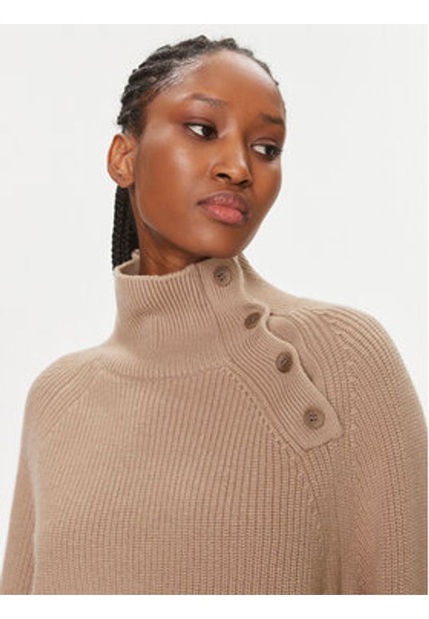 Calvin Klein Golf K20K206014 Beżowy Relaxed Fit. Typ kołnierza: golf. Kolor: beżowy. Materiał: wełna