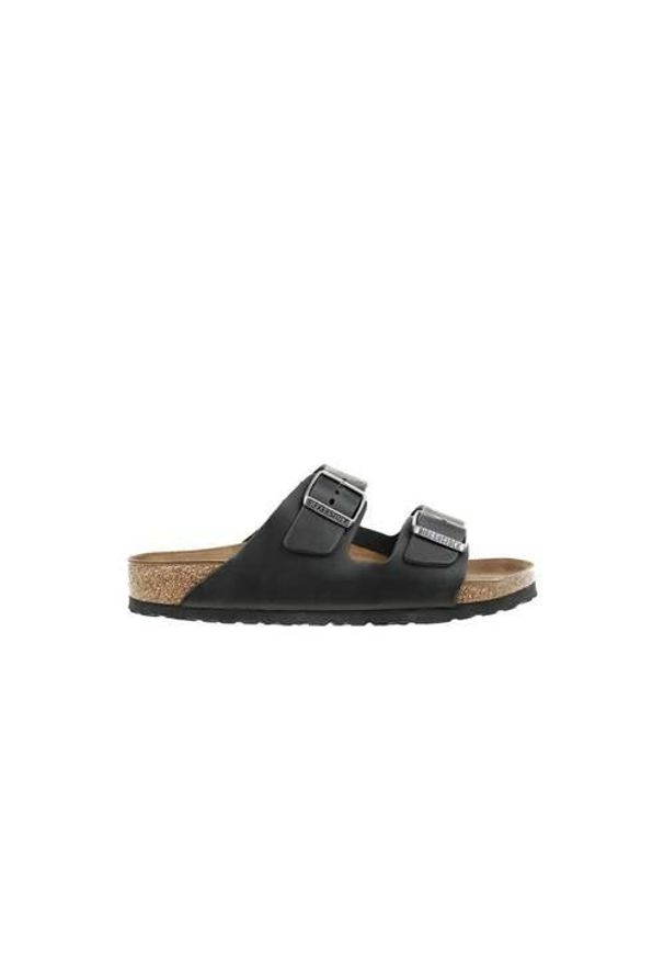 Klapki męskie Birkenstock Arizona. Zapięcie: bez zapięcia. Kolor: czarny. Materiał: skóra, materiał, syntetyk. Szerokość cholewki: normalna. Sport: turystyka piesza