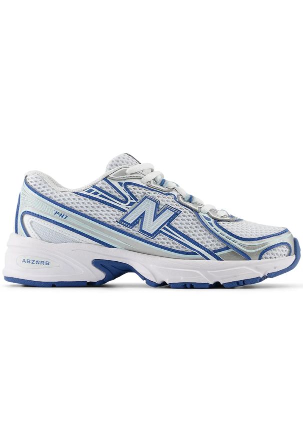 Buty dziecięce New Balance GR740LB – niebieskie. Kolor: niebieski. Materiał: materiał, syntetyk. Szerokość cholewki: normalna. Sezon: lato. Sport: turystyka piesza