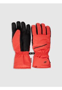 4f - 4F Rękawiczki narciarskie Thinsulate męskie - czerwone M. Kolor: czerwony. Materiał: materiał. Technologia: Thinsulate. Wzór: paski. Sezon: zima. Sport: narciarstwo #1