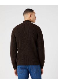 Wrangler - WRANGLER HALF ZIP KNIT MĘSKI SWETER ROZPINANY DELICIOSO BROWN W8D0PJH38 112321332. Okazja: na randkę, na co dzień. Typ kołnierza: golf. Materiał: wełna, materiał, poliamid, bawełna, jeans. Długość rękawa: długi rękaw. Długość: długie. Styl: casual, elegancki #3