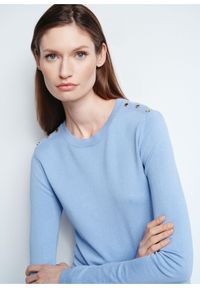 Ochnik - Niebieski longsleeve damski basic. Kolor: niebieski. Materiał: wiskoza. Długość rękawa: długi rękaw. Długość: długie #1