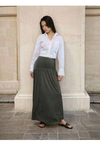 Sinsay - Spódnica maxi z ozdobnymi falbanami - zielony. Kolor: zielony #1