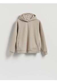 Reserved - Bluza regular z kapturem - beżowy. Typ kołnierza: kaptur. Kolor: beżowy. Materiał: dzianina, bawełna
