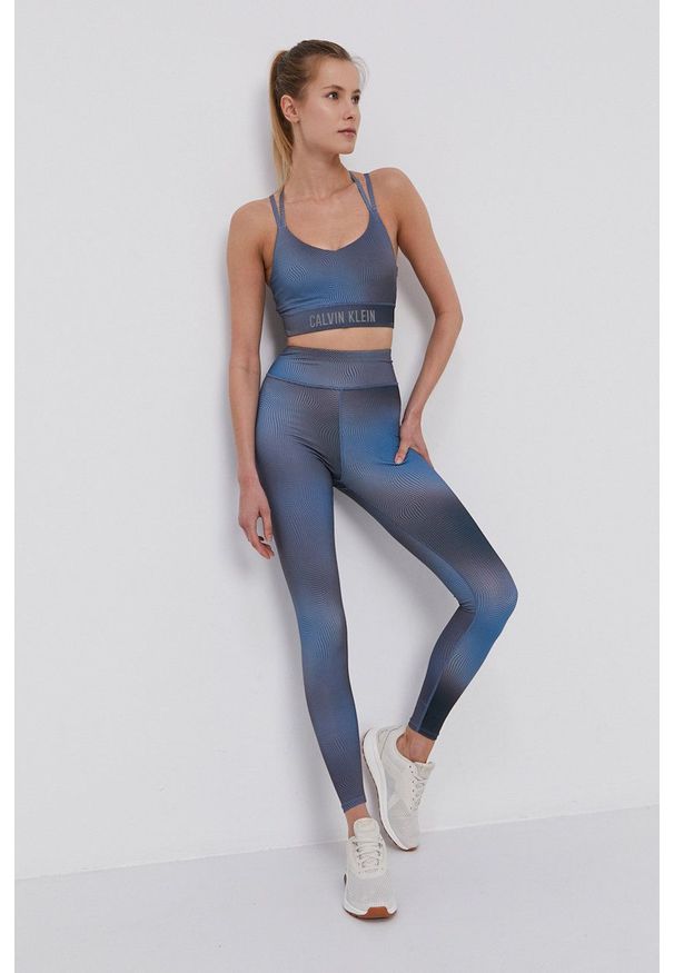 Calvin Klein Performance - Legginsy. Stan: podwyższony. Kolor: niebieski. Materiał: dzianina