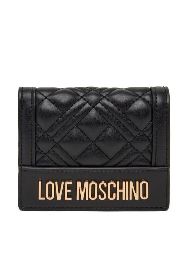 Love Moschino - LOVE MOSCHINO Mały Portfel Damski JC5601PP0NLA0000 Czarny. Kolor: czarny. Materiał: skóra