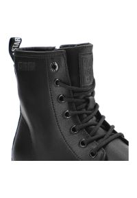 Big-Star - Czarne Glany Big Star Damskie Modne Buty Jesienne. Kolor: czarny. Materiał: skóra ekologiczna, materiał. Szerokość cholewki: normalna. Wzór: aplikacja. Sezon: jesień. Obcas: na obcasie. Wysokość obcasa: niski #6
