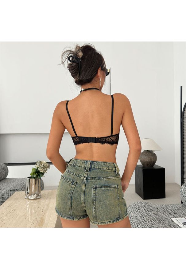 Intica - Biustonosz push-up z fiszbinami unosi biust elegancki design Carlijn. Kolor: czarny. Materiał: tkanina. Rodzaj stanika: push-up, biustonosz z fiszbinami