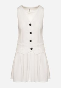 Born2be - Biała Sukienka Góra w Stylu Kamizelki i Rozkloszowany Dół Eviraia. Okazja: na co dzień. Typ kołnierza: dekolt w kształcie V. Kolor: biały. Typ sukienki: rozkloszowane. Styl: casual, klasyczny #7