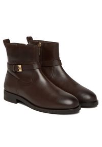 TOMMY HILFIGER - Tommy Hilfiger Botki Th Buckle Riding Leather Bootie FW0FW08781 Brązowy. Kolor: brązowy. Materiał: skóra #4