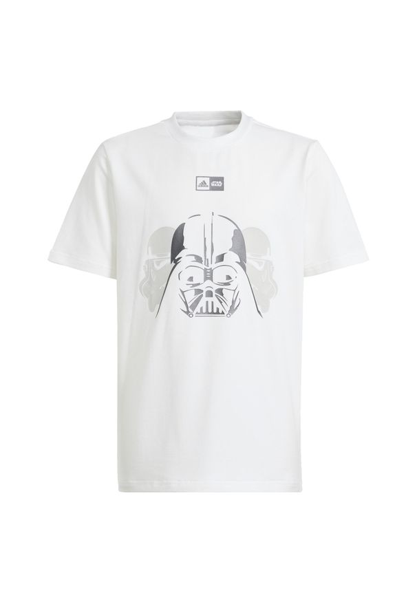 Adidas - Koszulka adidas x Star Wars Graphic. Kolor: biały. Materiał: bawełna. Wzór: motyw z bajki
