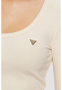 Guess - GUESS Beżowy damski longsleeve Colette. Kolor: beżowy. Długość rękawa: długi rękaw #4