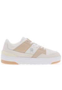 TOMMY HILFIGER - Buty Tommy Hilfiger Th Lo Basket Sneaker FW0FW07309-YBL - beżowe. Zapięcie: sznurówki. Kolor: beżowy. Materiał: guma, skóra. Szerokość cholewki: normalna. Wzór: aplikacja #1