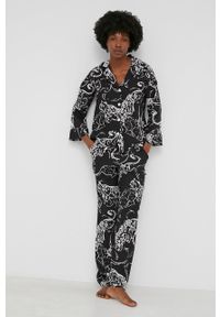 Answear Lab piżama damska kolor czarny. Kolor: czarny. Materiał: tkanina