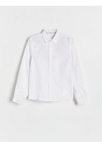 Reserved - Wzorzysta koszula - biały. Kolor: biały. Materiał: bawełna, tkanina