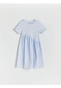 Reserved - Bawełniana sukienka - jasnoszary. Kolor: szary. Materiał: bawełna