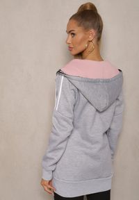 Renee - Szara Długa Bluza z Kapturem Linithra. Okazja: na co dzień. Typ kołnierza: kaptur. Kolor: szary. Materiał: materiał. Długość: długie. Styl: sportowy, casual #3