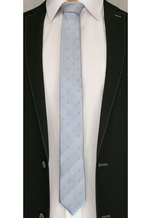 Szary krawat Angelo di Monti elegancki, paisley