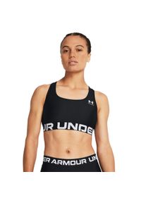 Under Armour - Stanik sportowy HeatGear® Armour Mid Branded. Kolor: czarny. Sport: fitness, kolarstwo