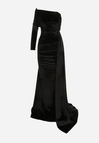 Born2be - Czarna Asymetryczna Sukienka Maxi na Jedno Ramie Wistel. Kolor: czarny. Typ sukienki: asymetryczne. Długość: maxi #4