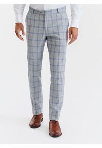 Pako Lorente - PAKO LORENTE – Szare spodnie garniturowe w niebiesko-białą kratę. Kolor: szary, biały, niebieski, wielokolorowy. Materiał: poliester, elastan, wiskoza #7