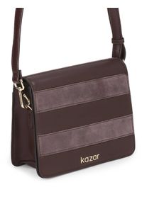Kazar - Brązowa torebka damska. Kolor: brązowy. Wzór: paski. Materiał: zamszowe, skórzane #3